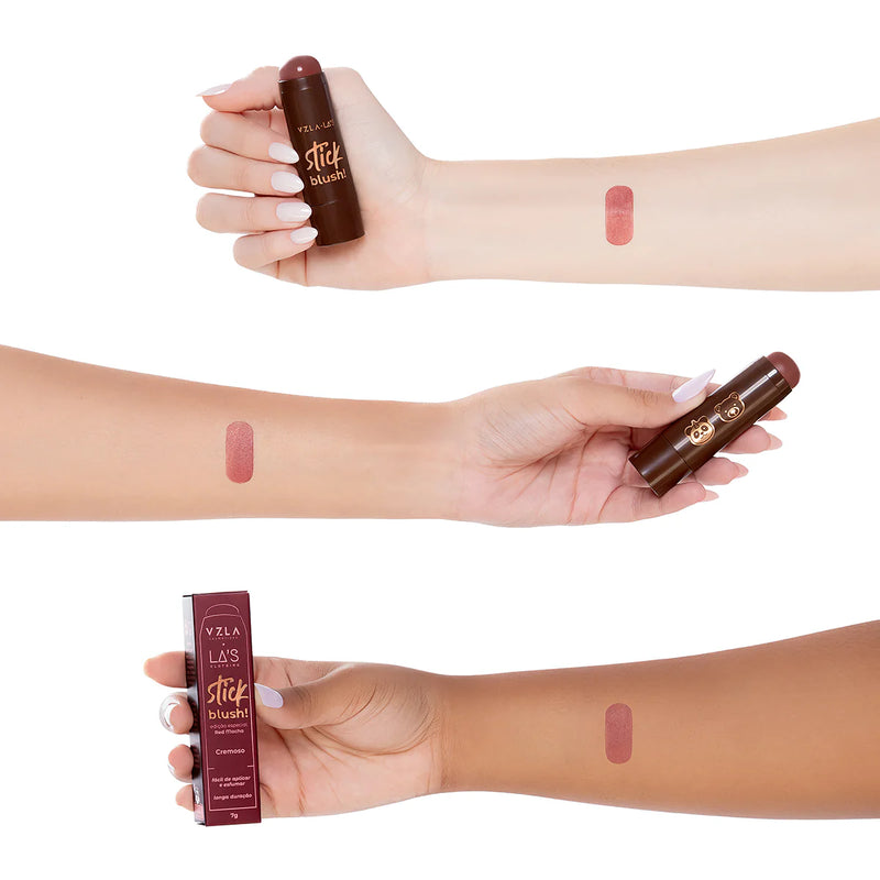 Stick Blush Red Mocha Cremoso - Vizzela  + La's- Para todo Tipo de Pele [Edição limitada]